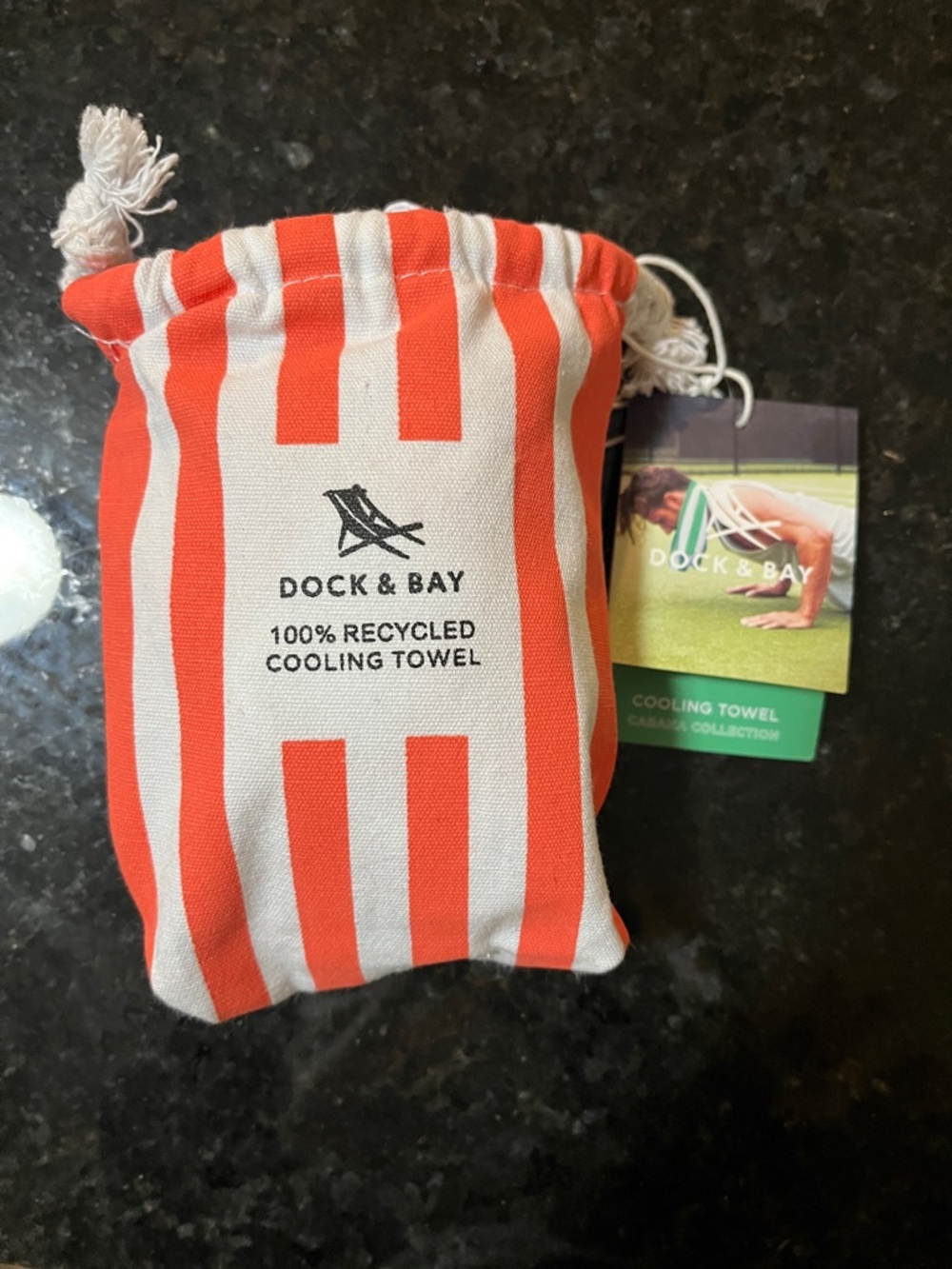 Dock & Bay Orange and White Striped Cooling Towel in Pouch NWT